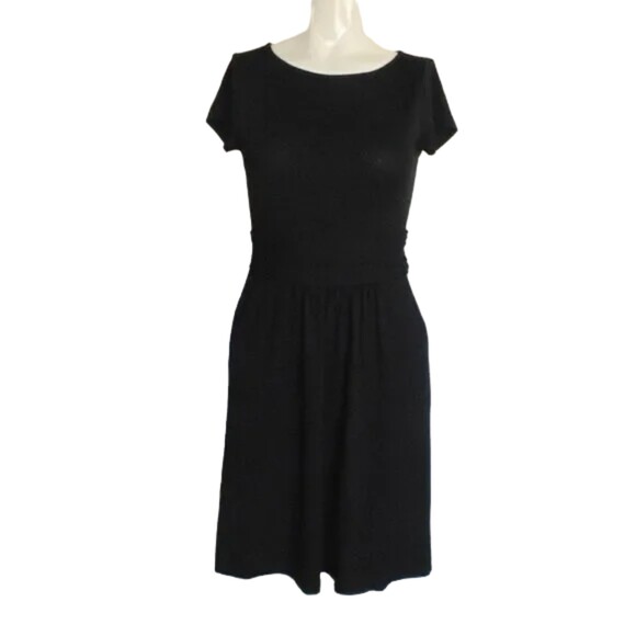 BODEN Dress, 2P Petite, Solid Black, Jersey soft, Ruched waist, Short sleeves - Picture 10 of 13